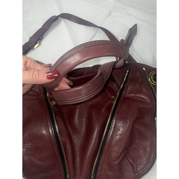 OrYANY Pebble Leather Lian Satchel Purse Handbag Convertible Strap Merlot - Picture 12 of 14